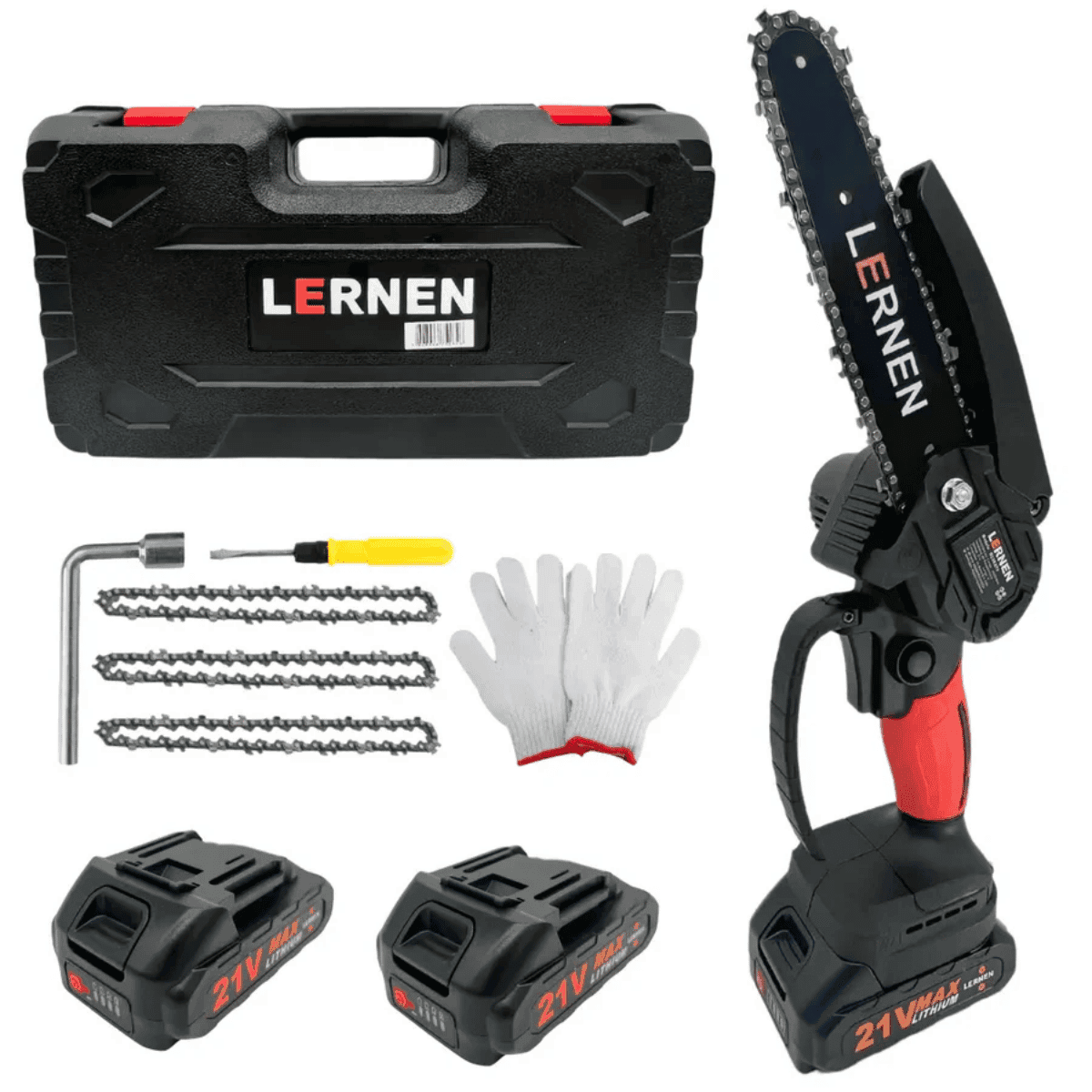 Motosierra Podadora LERNEN Inalámbrica 6" + 2 Baterías